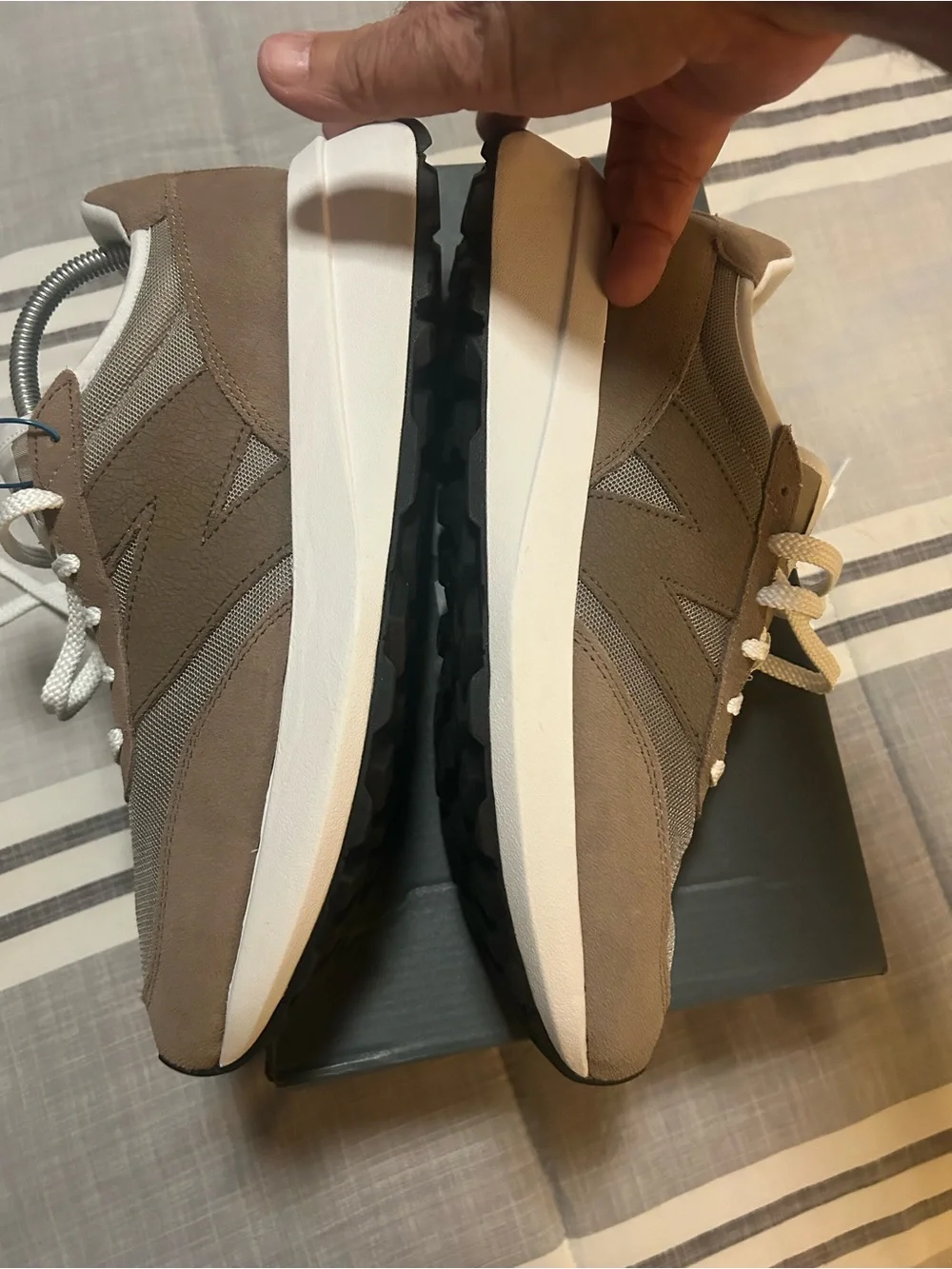 New Balance Men's Taupe and White Casual Sneakers, New w/ Tags